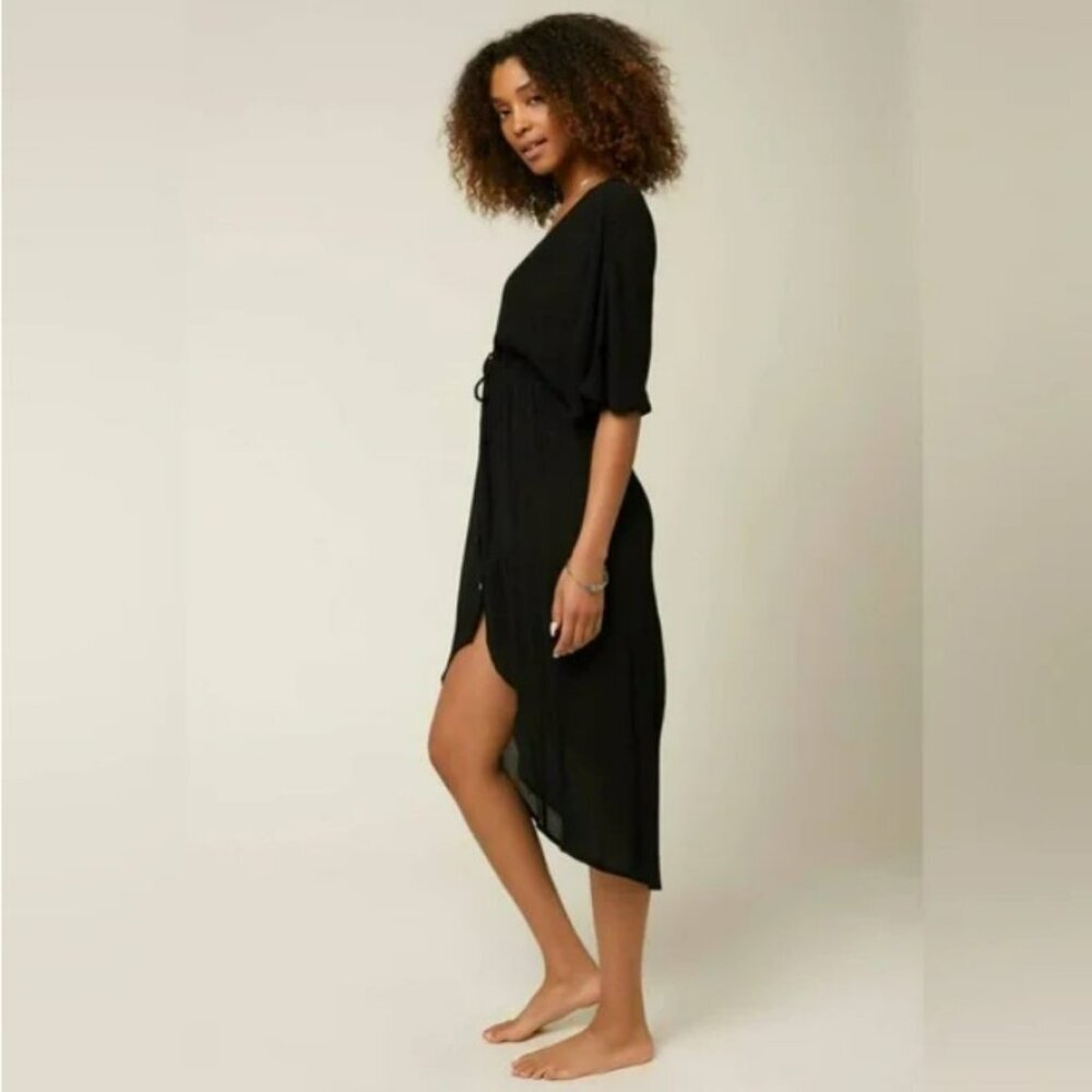 O’Neill Saltwater Black Solids Shorebreak High Low Beach Cover up Dress Size S